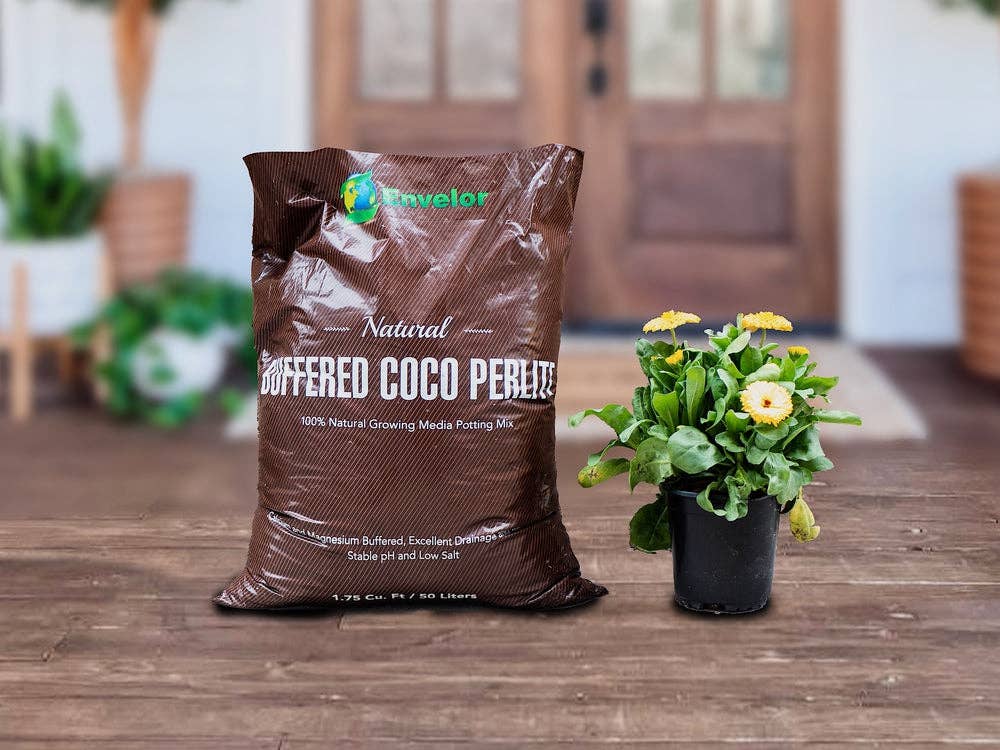 Coir Tan Buffered Coco Perlite Grow Media 50 Liters Bag for wholesale on Faire1
