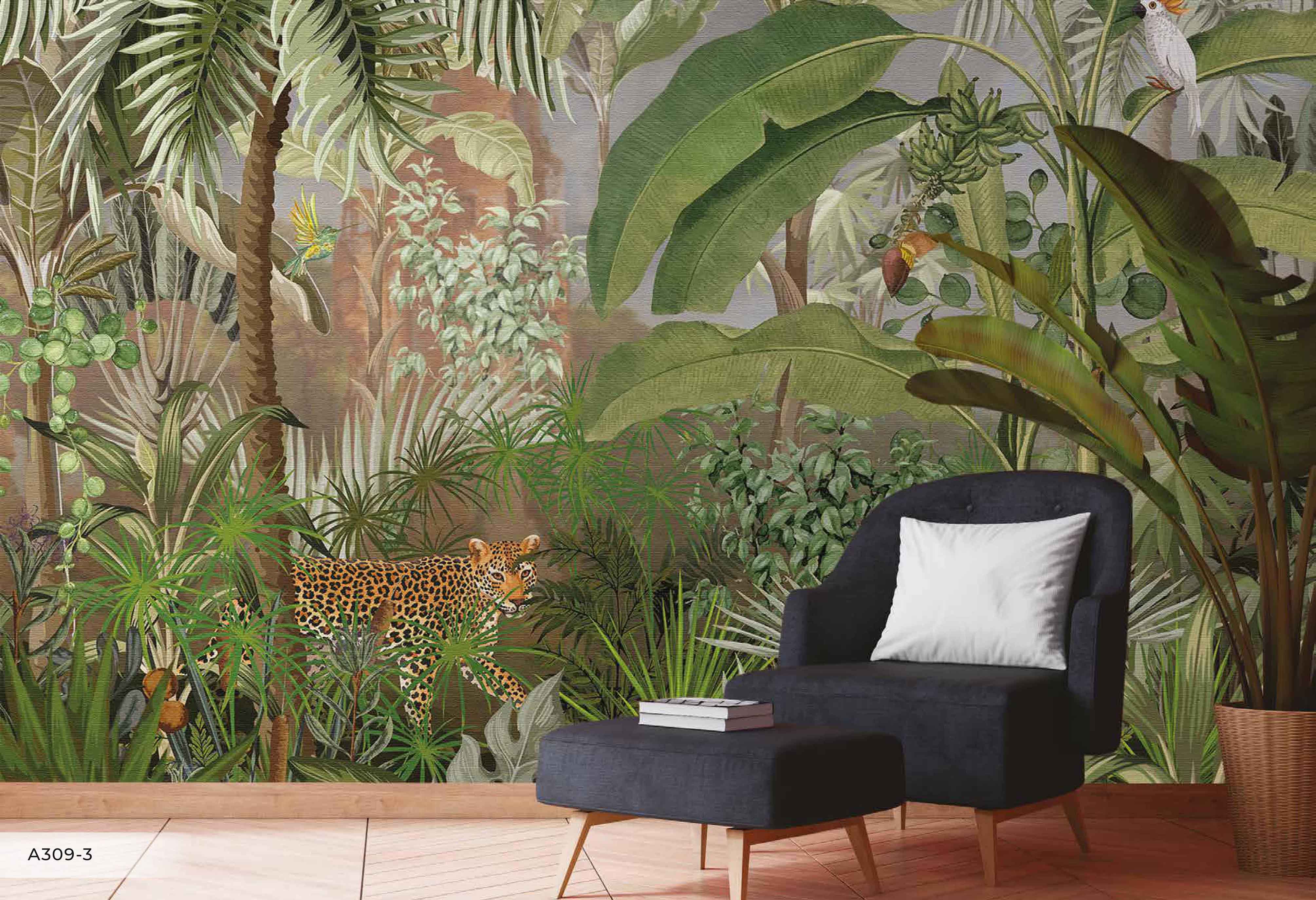 GK Home Decor - Wholesale Wallpaper - Jungle Adventure Vibrant Wildlife Mural with Lush Greenery6