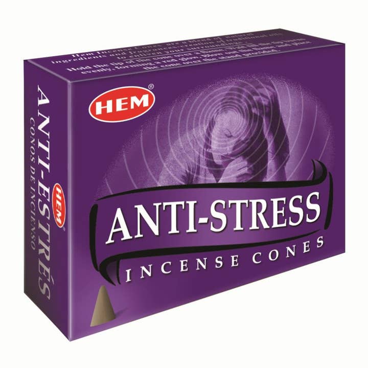 HEM Anti Stress Incense Cones–Cone Pack(12 Packs × 10 Cones) for wholesale by Garland of Letters Bookstore