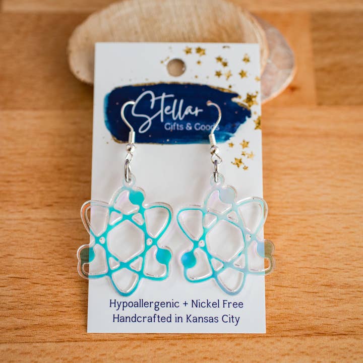 School - Holographic Atom Dangles - Science Teacher Earrings for wholesale by Stellar Gifts & Goods Wholesale