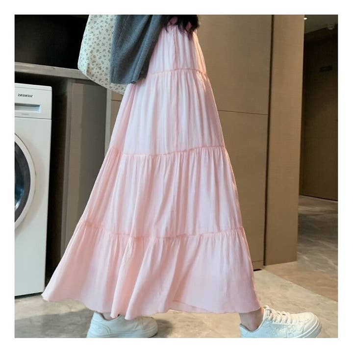 Sheer Trend - Wholesale Skirt - Women's - Tall High Waist A Line Pleated Skirt2