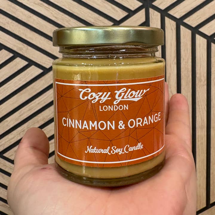 Cozy Glow Cinnamon & Orange Soy Candle for wholesale by Cozy Glow Candles & Home