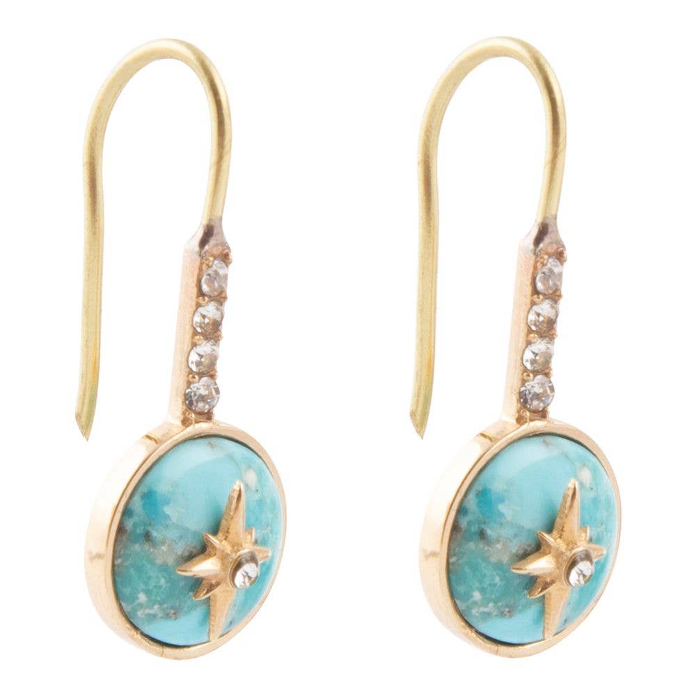 Barse Jewelry - Wholesale Dangle Earrings - Celestial Blue Turquoise Golden Drop Earrings3
