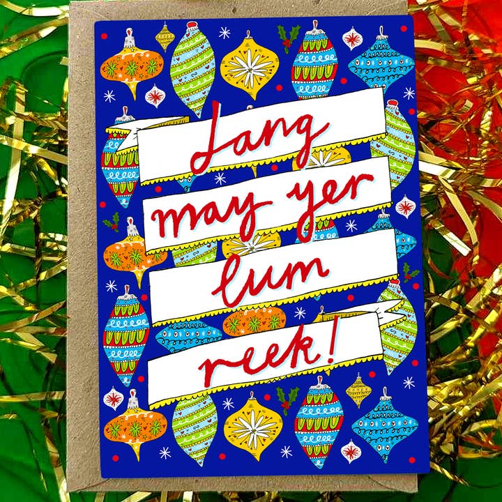 Claire Barclay Draws - Wholesale Christmas card - Lang May Yer Lum Reek! Christmas Card PACK OF 6