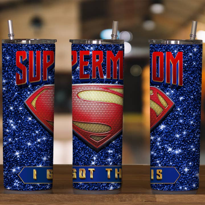 Super Mom 20oz Metal Skinny Insulated Tumbler for wholesale by Triple D's Tumblers n More