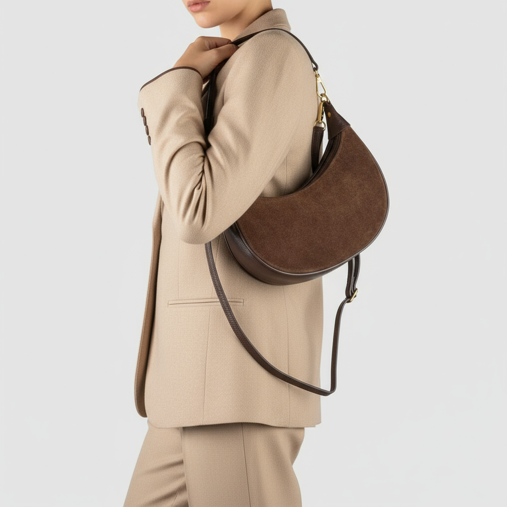 TAKEASY - Vente Sac porté épaule – femme - Sac à bandoulière en cuir suédé1
