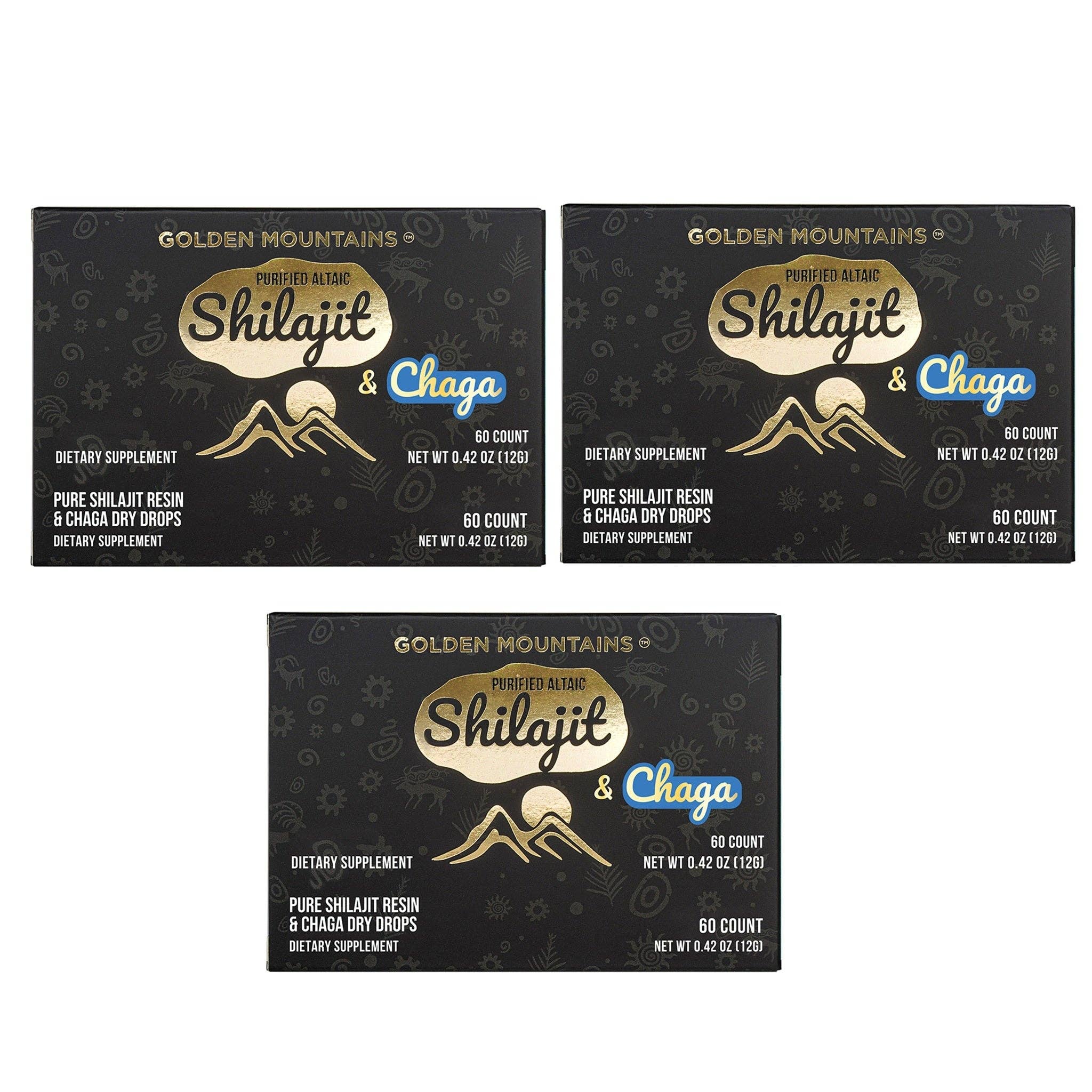 SiberianGreen - Wholesale Oral Supplement/Vitamin - Siberian Green Pure Altai Shilajit Resin w Chaga Birch Extract – 180 Dry Drops (3-Pack)1