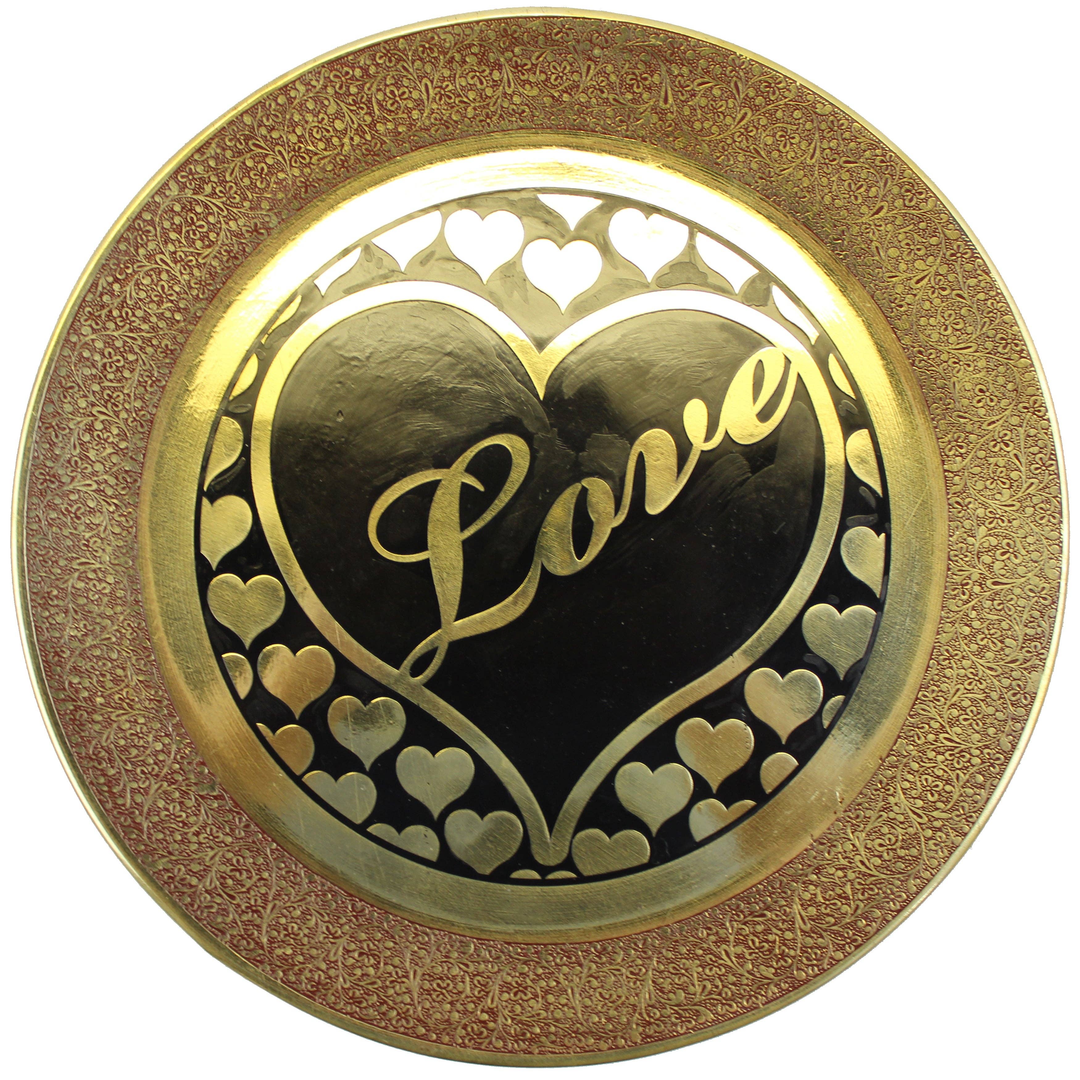 Natural Geo – Großhandel Dekorative Platte/Teller/Schüssel – Natürliche Geo-Liebendes Herz Dekorative Wandhängende Messing-Akzentplatte2