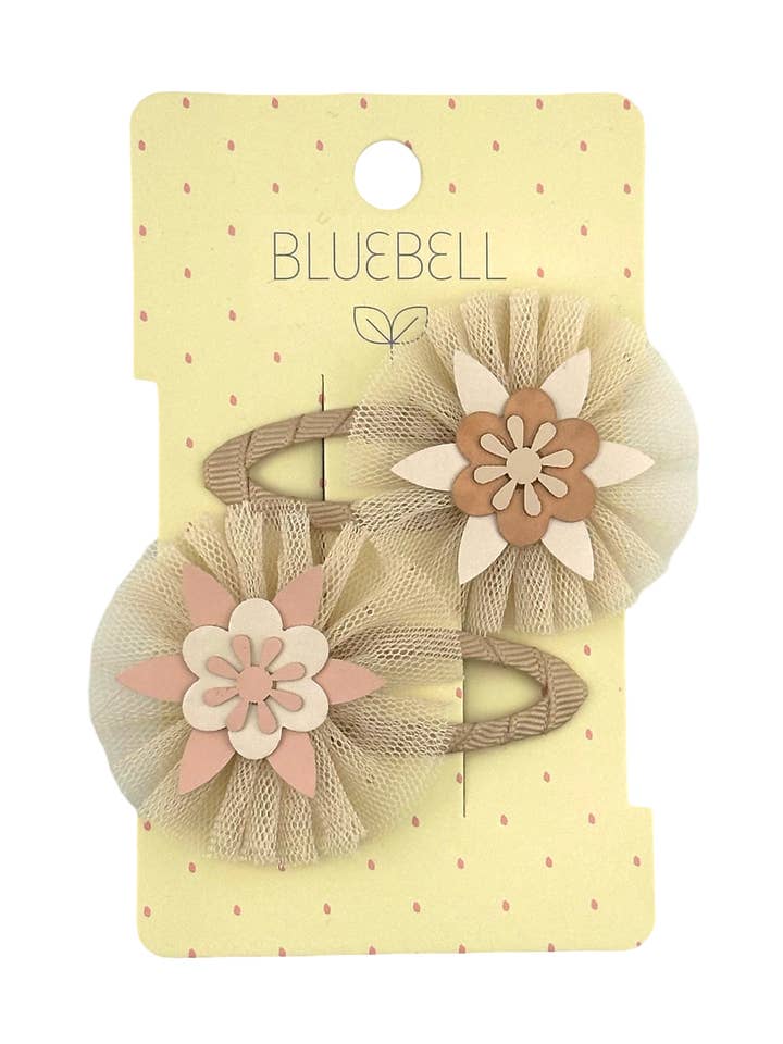 Tulle Flower Click Clack Cream/Peach And Bronze for wholesale by Bluebell Petite