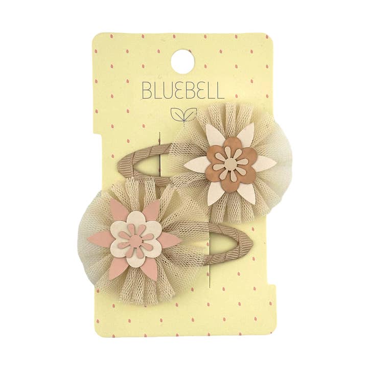 Tulle Flower Click Clack Cream/Peach And Bronze for wholesale by Bluebell Petite