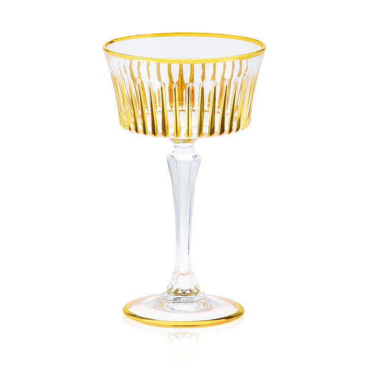 Timeless Crystal Gold Champagne Coupe - Venetian Glass for wholesale by Alice Sturzinger LLC