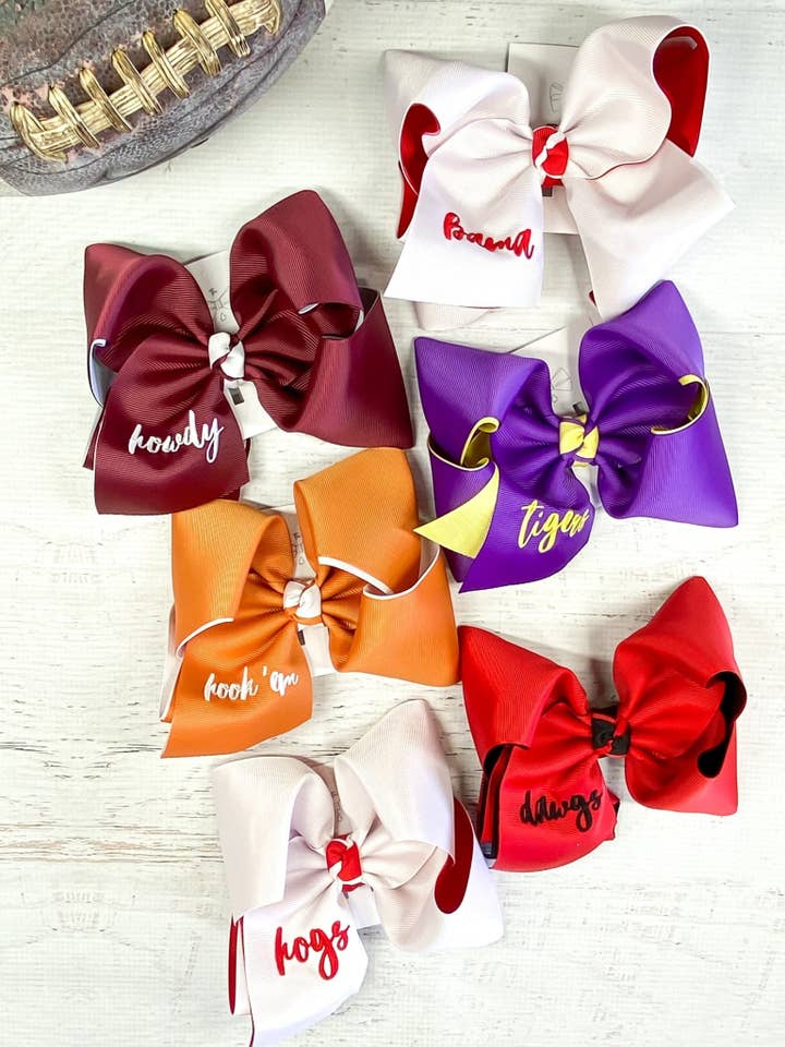 Double Layer School Spirit Hair Bows: Game Day Team Bows for wholesale by The Hair Bow Company