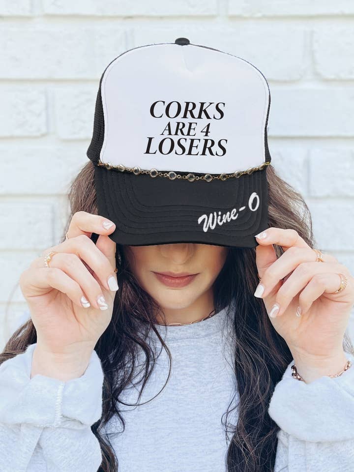 Corks are 4 Losers Trucker Hat for wholesale by Southern Bliss Co.