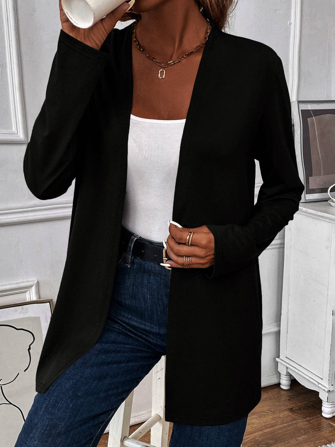 Beyond Apparel - Wholesale Cardigan - Women's - Open Front Long Sleeve Cardigan0