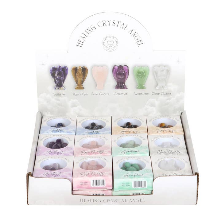 Something Different Wholesale - Wholesale Spiritual Stone/Crystal - Set of 24 Healing Crystal Angels in Display
