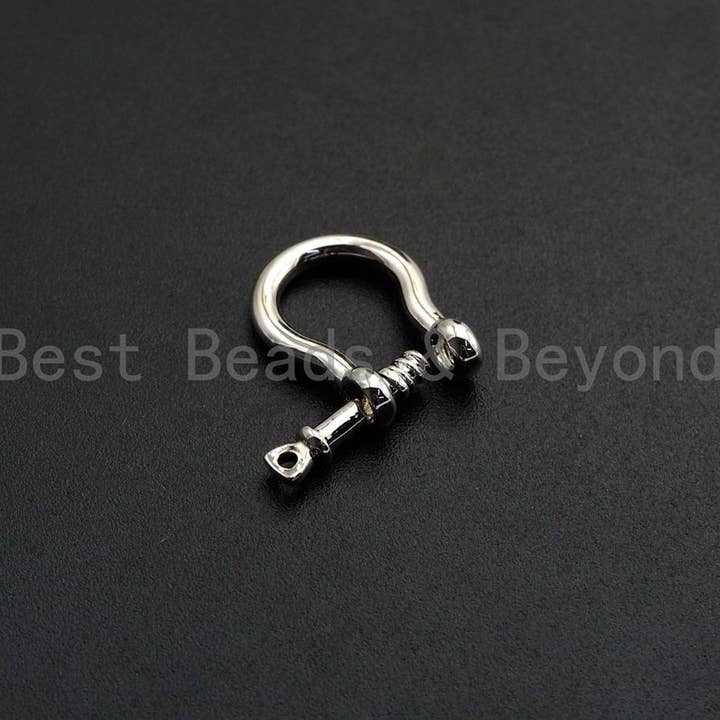 BestBeads&Beyond - Wholesale Clasp - U Shape Lock Clasp, CZ Pave Clasp, Silver/Black/Rose Gold/Gold Carabiner Clasp, 15x19mm, sku#H2183