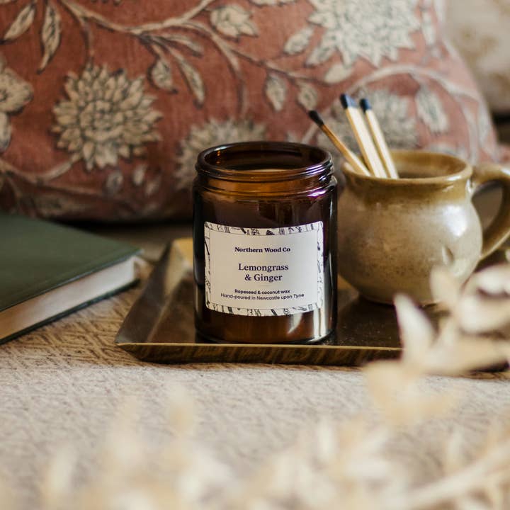 Lemongrass & Ginger Candle - Rapeseed & Coconut Wax for wholesale by The Northern Wood Co
