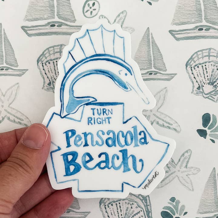 Pensacola Beach Sign Vinyl Sticker for wholesale by MALWEST design