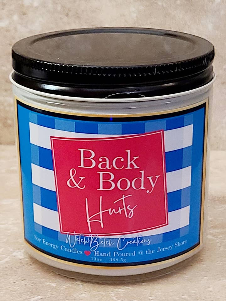 Back and Body Hurts- Scented Soy Candle for wholesale by WBC Shops