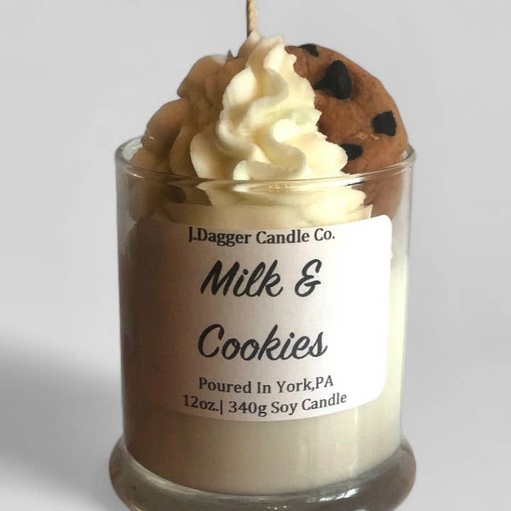 J Dagger Candle Co. - Wholesale Novelty Candle - Milk & Cookies Dessert Soy Candle, 12oz.