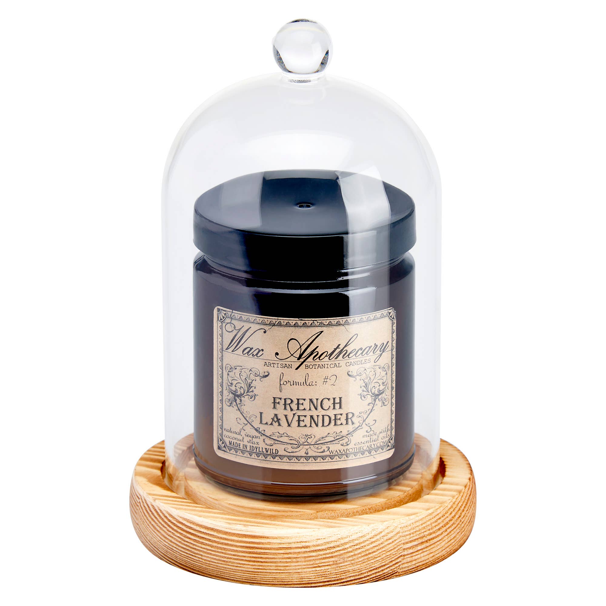 Wax Apothecary – Jarra decorativa por atacado – Campânula de vidro com base de madeira para exibição de velas4