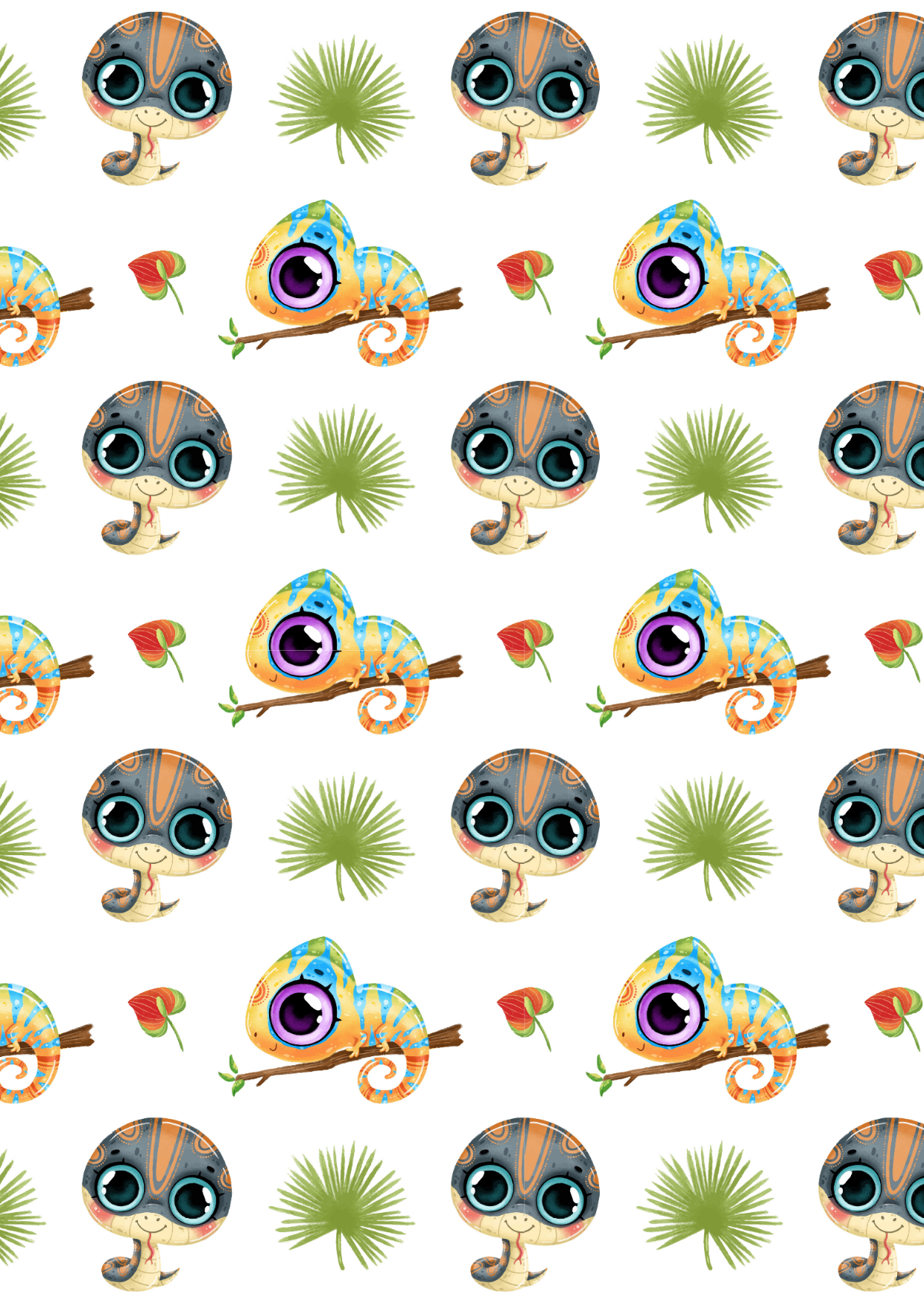 Fripperies - Wholesale Postcard - Chameleon/Snake | Map of Fripperies0