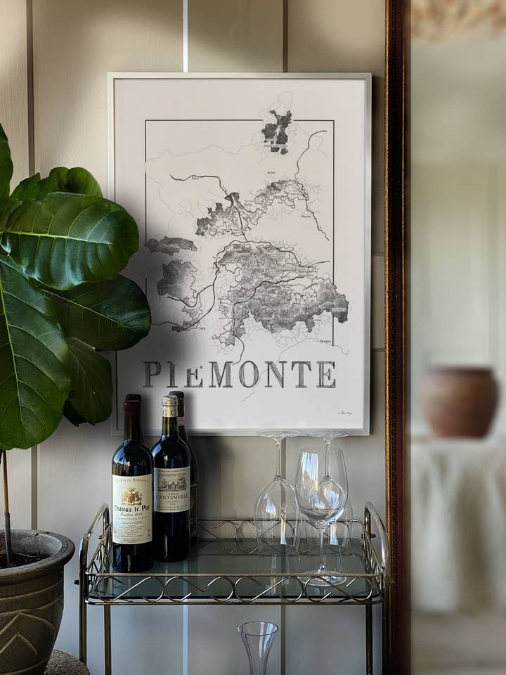 Mapa del vino de Piamonte para venta al por mayor de Brushery