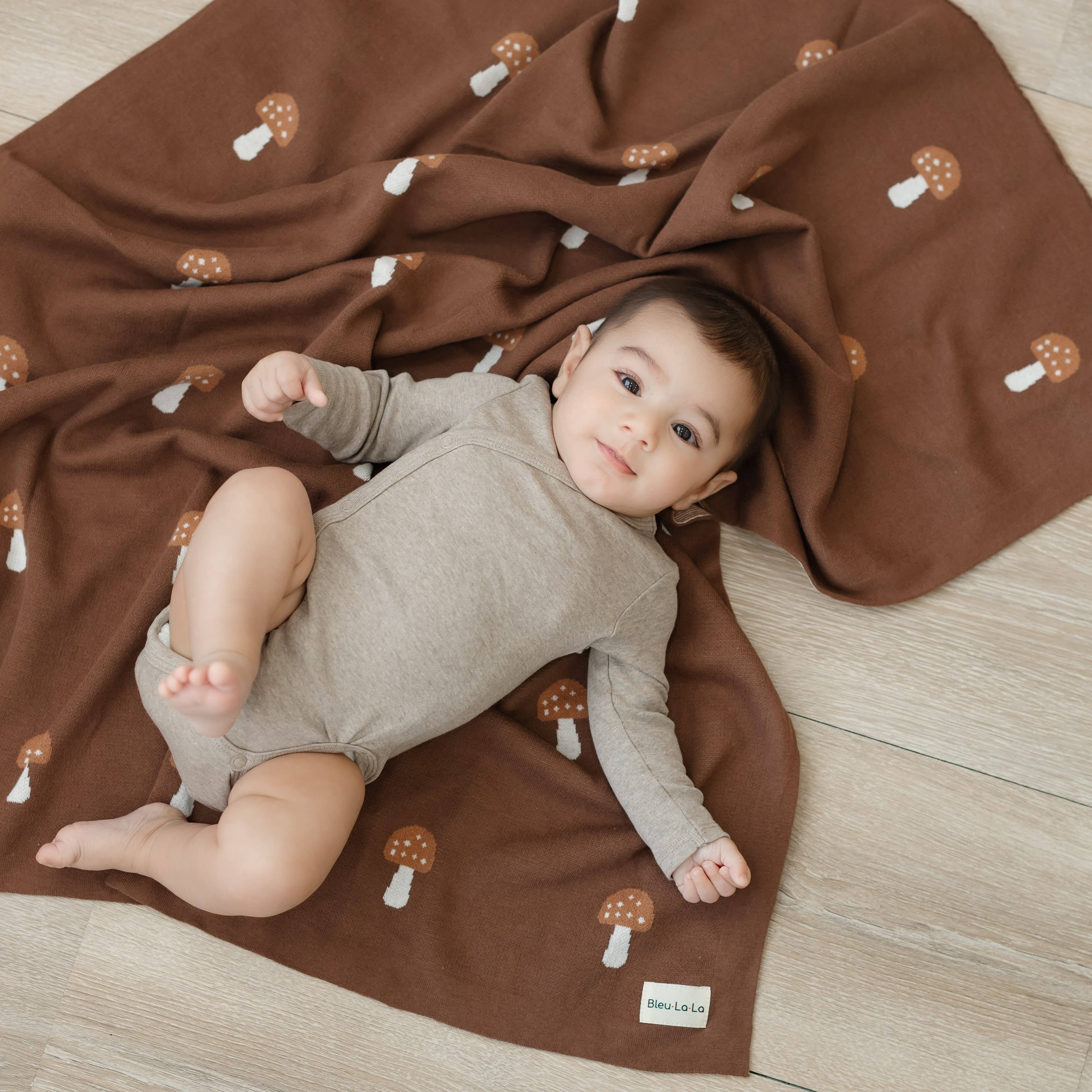 Bleu La La - Wholesale Receiving blanket – Baby - 100% Luxury Cotton Swaddle Receiving Baby Blanket - Mushroom7