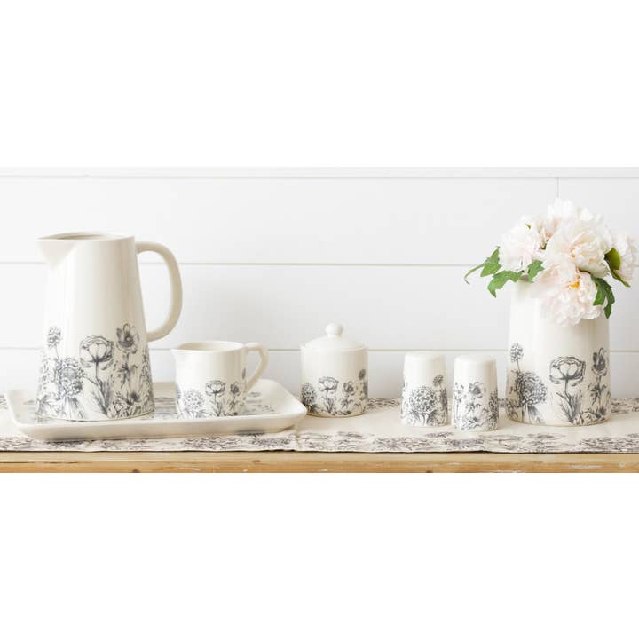 Audrey's Home & Gift - Venta al por mayor Soportes de utensilios - Vasija para utensilios botánicos en blanco y negro (PC)