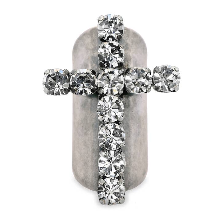 Jalus Ring in Antique Silver / Clear for wholesale by TOVA