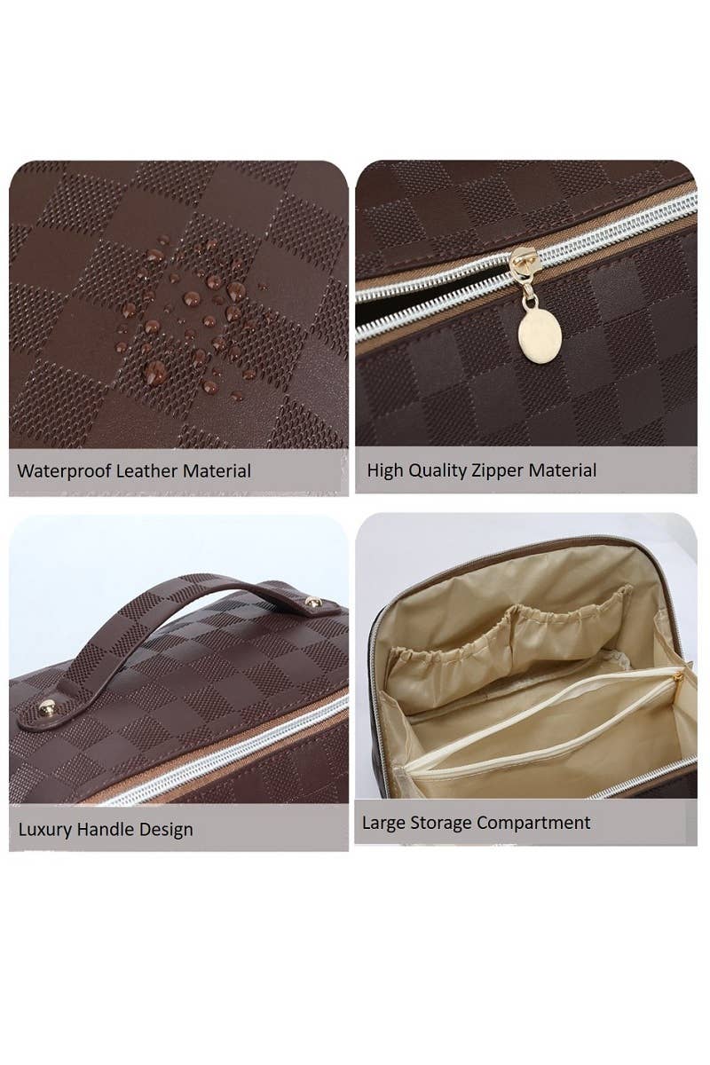 42POPS - Vendita all'ingrosso Borsa per trucchi/cosmetici - Borsa trucco a quadri in pelle vegana SI-259287