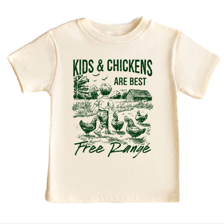 AvaryMaeInspirations - Wholesale Screen-printed t-shirt – Kids - Kids and Chickens Are Best Free Range Green Kids T Shirt 2