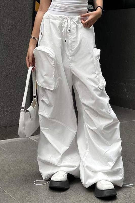 WHITE maxi cargo long pants for wholesale on Faire4