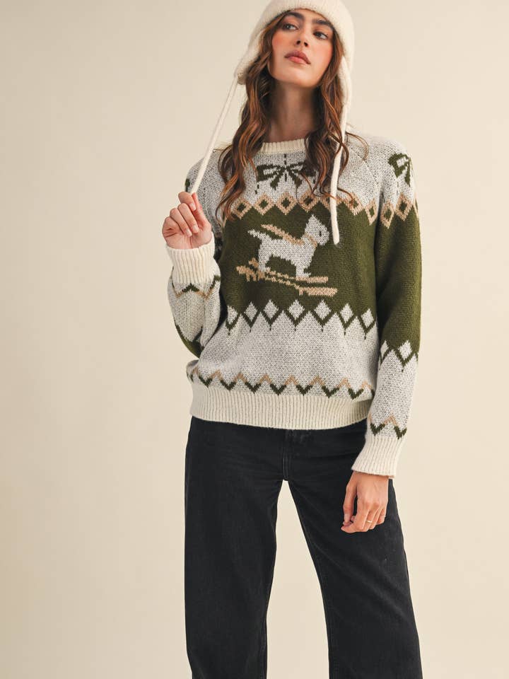 &MERCI - Wholesale Knit Sweater - Women's - DOG MOTIF SWEATER PULLOVER MSW112221