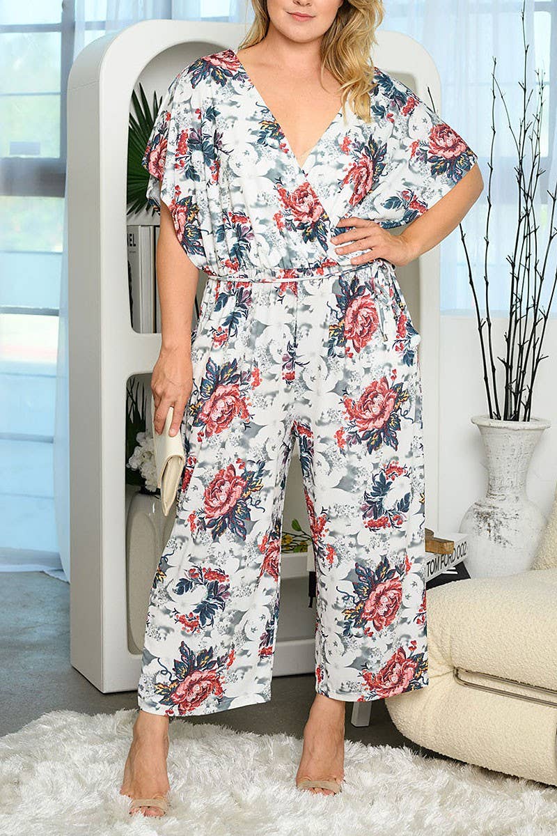 ROUSSEAU - Vente Combinaison – femme - COMBINAISON FLORALE À MANCHES COURTES2