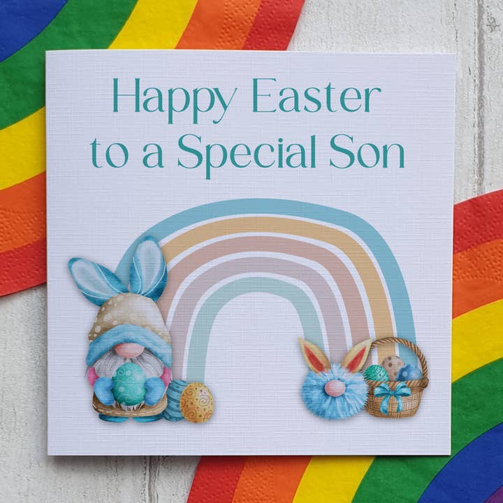 Easter Card for Son - Rainbow Gonk Card for wholesale by TM Giftware
