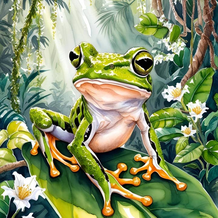 Ninnys Napkins - Wholesale Craft Supplies - Special Order - Ninny's Decoupage Rice Paper - Jungle Frog