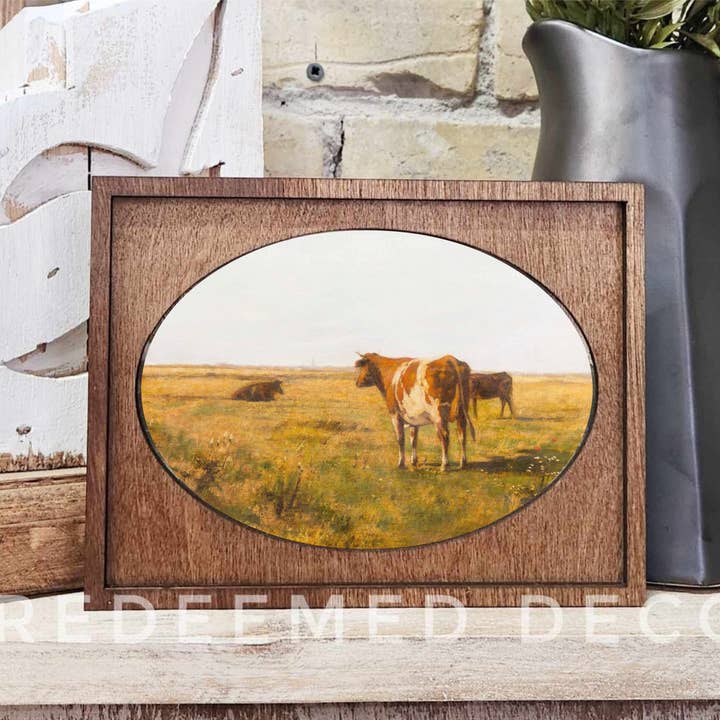 Redeemed Decor – Engroshandel Kunsttryk – Indrammet Vintage Køer Mini Kunst