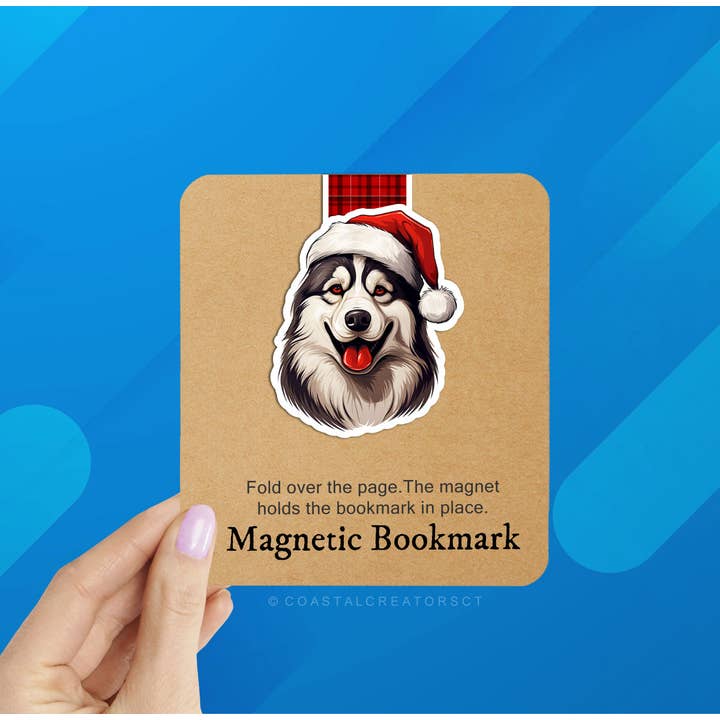 Christmas Husky Dog Reversible Magnetic Bookmark (Packaged) for wholesale by Coastal Creators of Connecticut