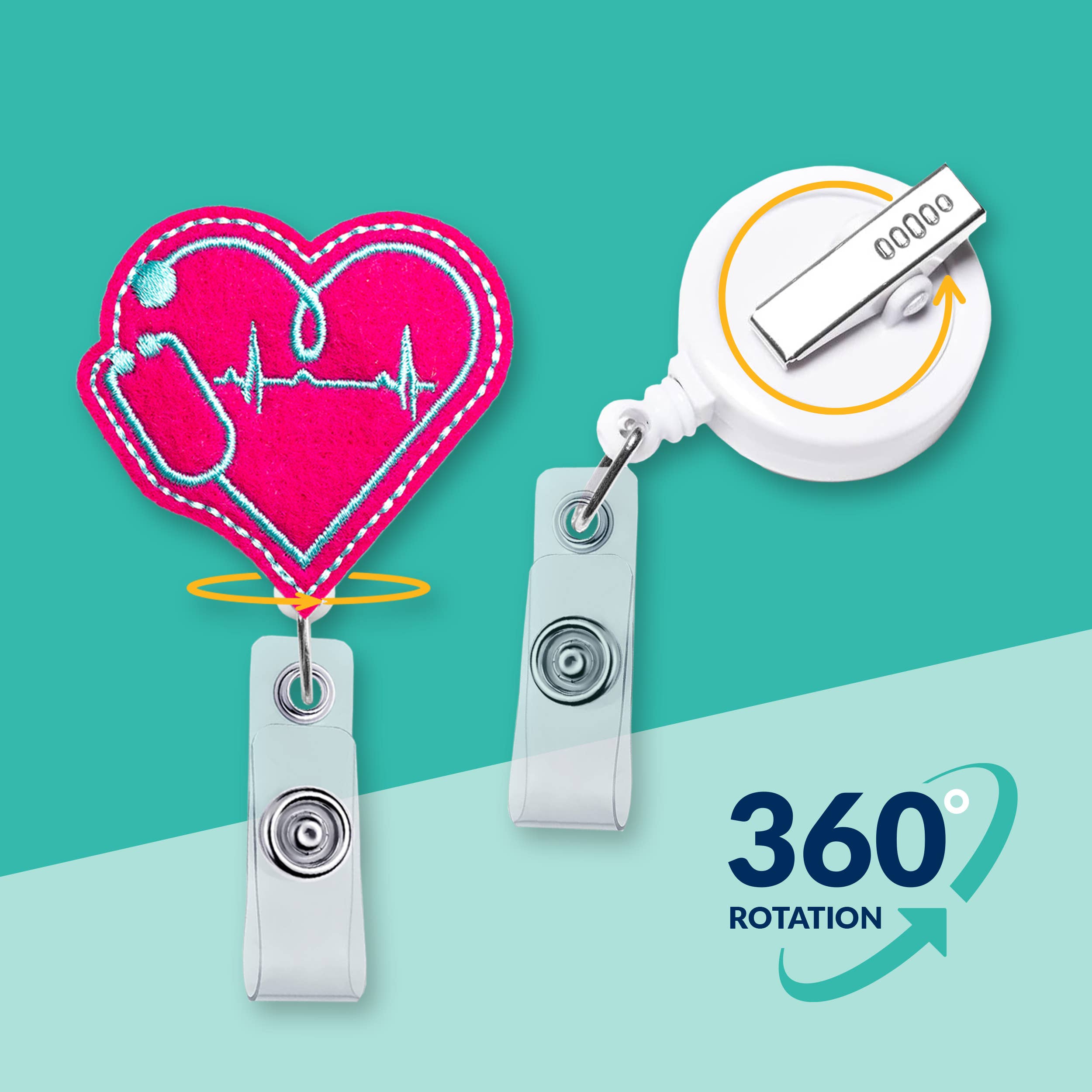 Nurseology - Wholesale Badge Accessory - Women's - EKG Heart | Nurse Badge Reel Holder1