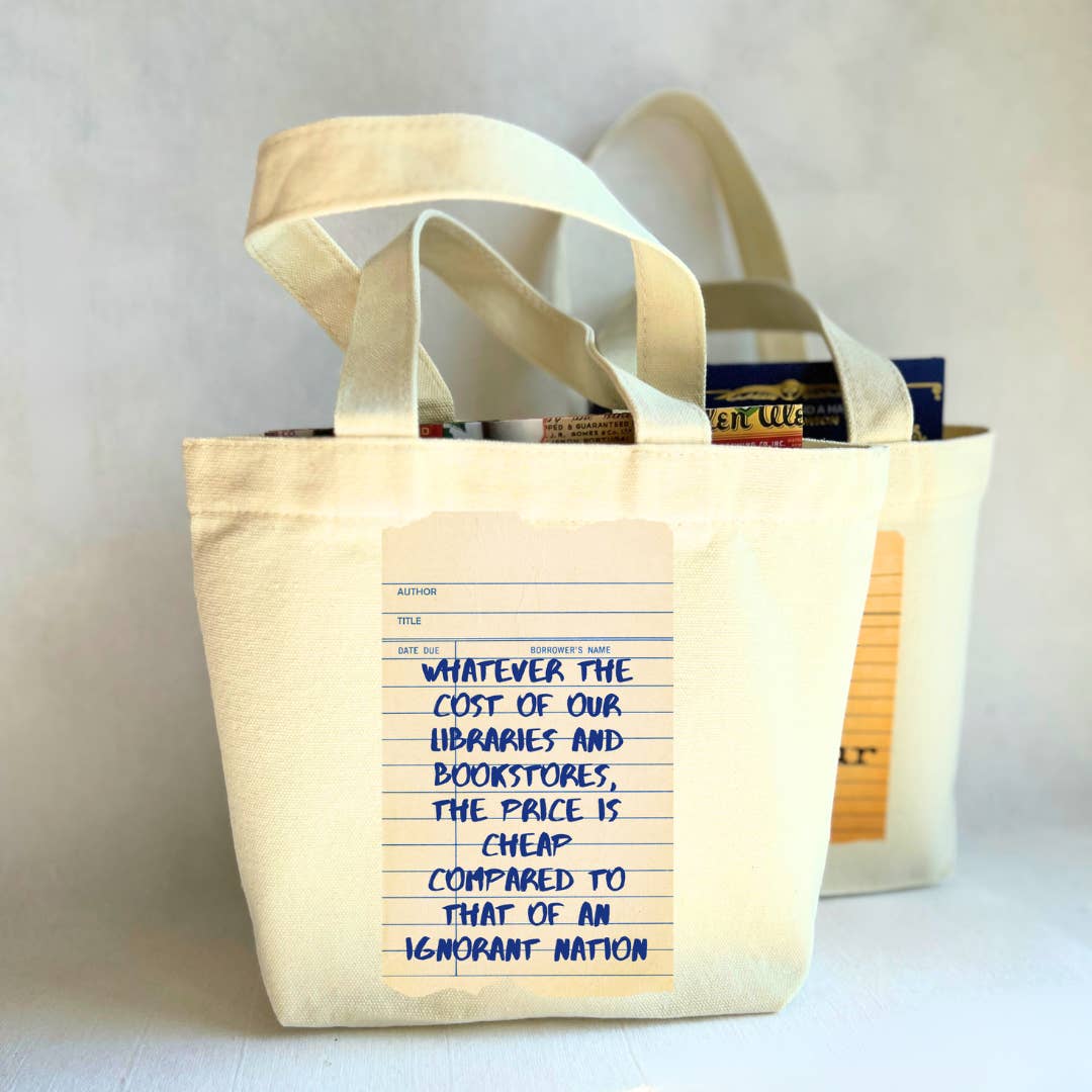 Canvas Mini Tote Bag - Libraries and Bookstores Library Card for wholesale by Pretty Clever Words