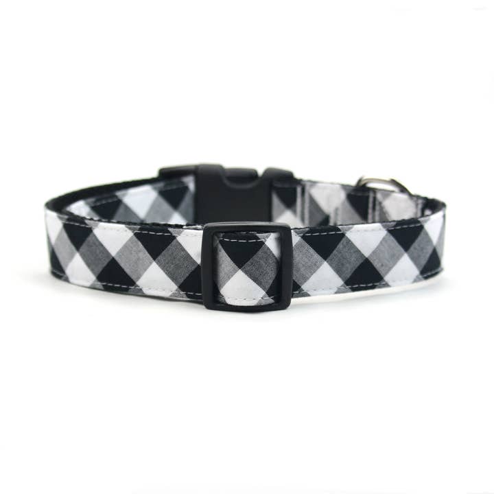 Dusidog - Wholesale Pet Collar - Dog - Black and White Buffalo Plaid Dog Collar - The Dawson