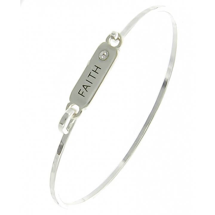 0011 PREMIERE - Wholesale Bangle Bracelet - FR3356 FAITH_Message Crystal Casting Brass Bangle Bracelet
