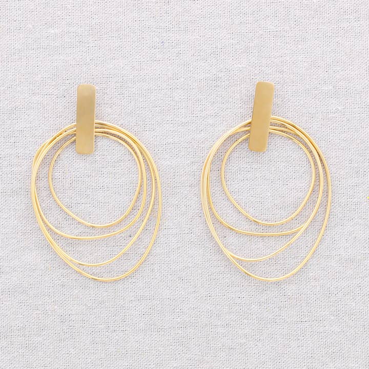 gold Hanging Steel Earrings 4 Hoops for wholesale on Faire0