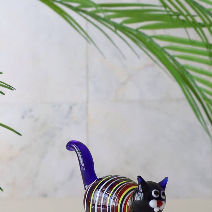 Adamodart – Großhandel Dekofigur – Fat Cat Glasskulptur, Murano-Katzenfiguren, Miniaturkatze1