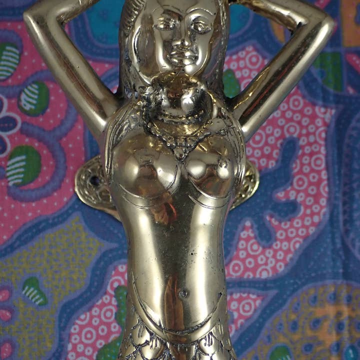 Ubud Glass - Venta al por mayor Pomos/tiradores - Manilla de puerta estilo sirena vintage, manija de puerta de entrada, bronce macizo