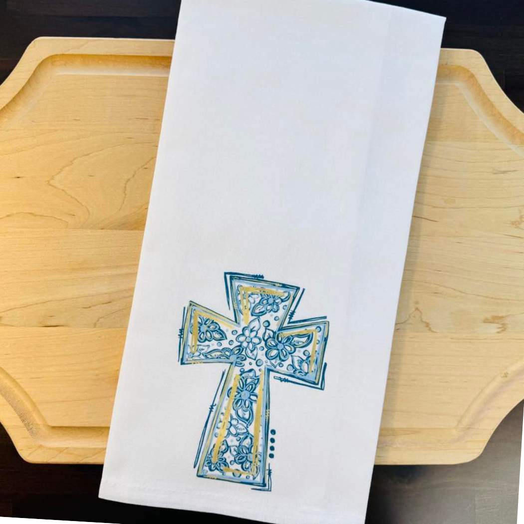 Mississippi Mae Monograms - Wholesale Tea Towel - Blue Cross Kitchen Towel2