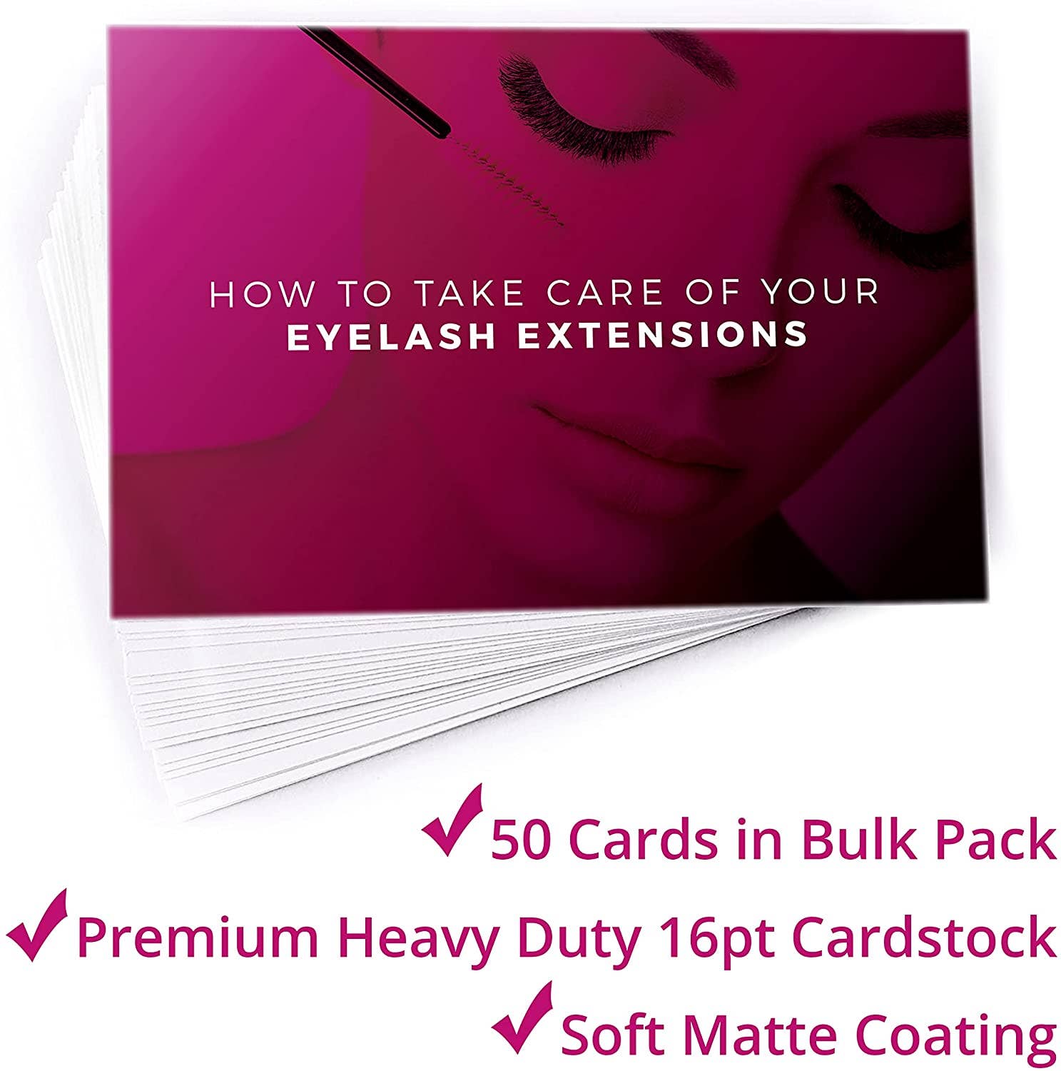 SecretsID - Wholesale Eyelash/Brow Serum - Lash Extension Aftercare Cards - Pack of 50 - 4 x 6”2