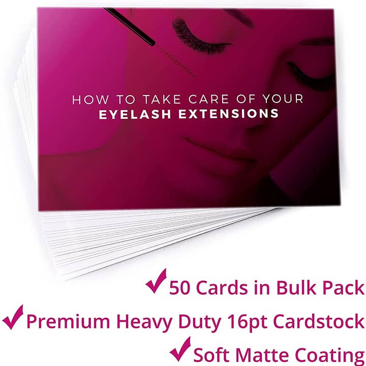 SecretsID - Wholesale Eyelash/Brow Serum - Lash Extension Aftercare Cards - Pack of 50 - 4 x 6”2