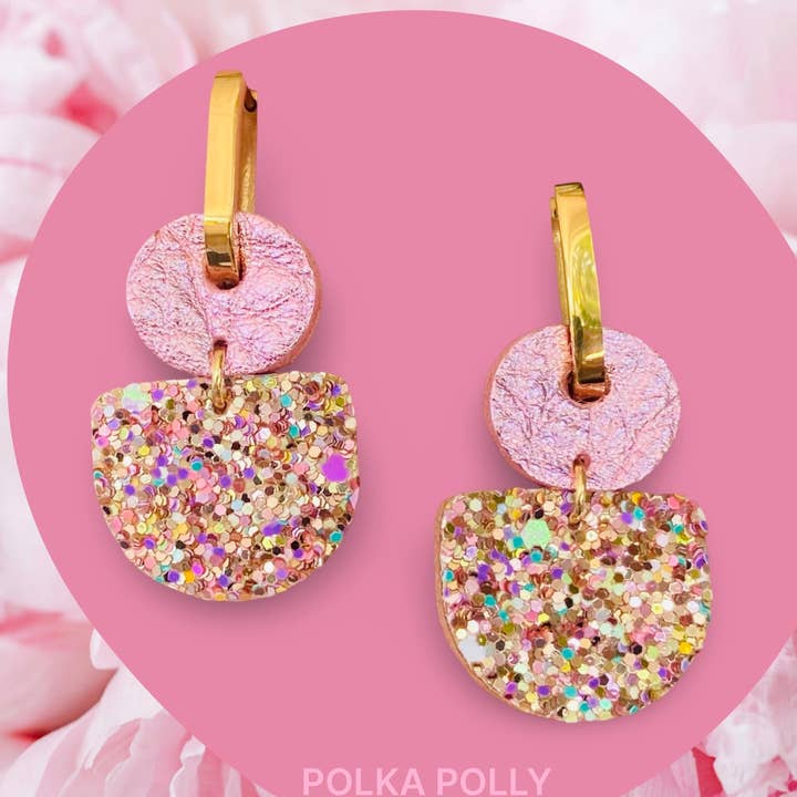 Dainty Hoops - Pastel Pink Confetti for wholesale by Polka Polly